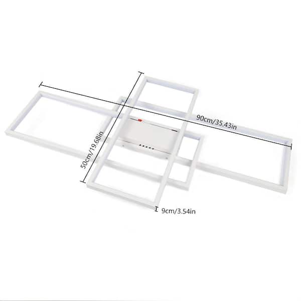35 in. 1-Light Modern White Integrated LED Square Acrylic Flush Mount Ceiling Light (White light)