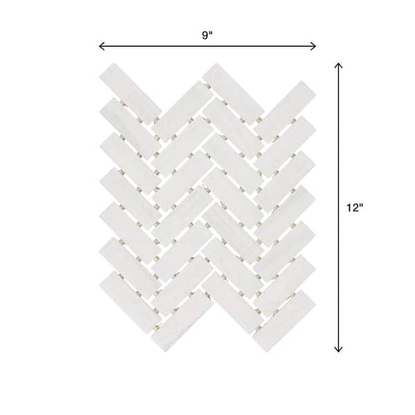 Modern Renewal Parchment 9 in. x 12 in. Glazed Ceramic Herringbone Mosaic Tile (0.6 sq. ft./Each)