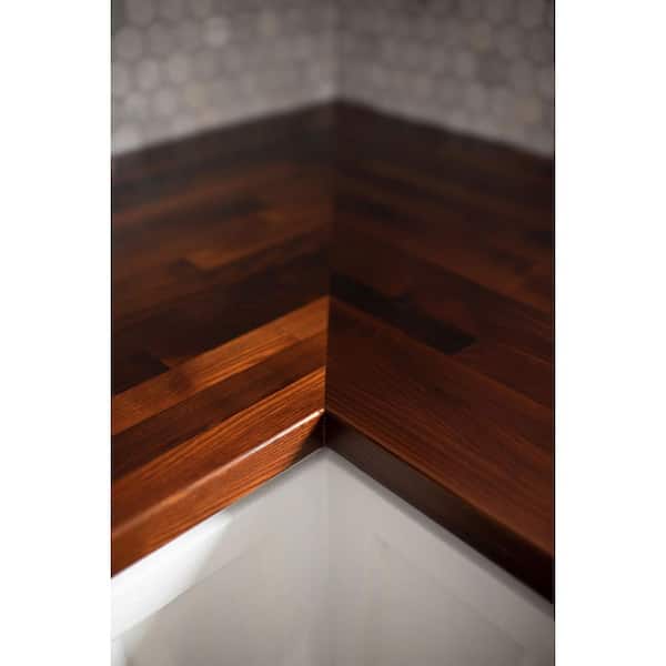 6 ft. L x 39 in. D Unfinished Thermally Treated Ash Solid Wood Butcher Block Island Countertop With Eased Edge