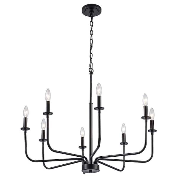 8-Light Black Candle Chandelier Light Fixture