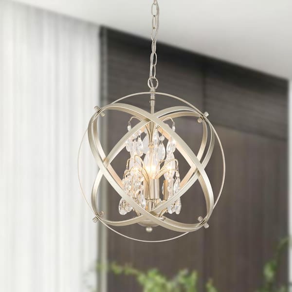 Lansing 4 -Light Champagne gold Unique/Statement Globe Chandelier with Crystal