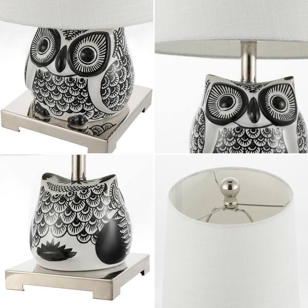 Justina 16 in. Black/White Ceramic Mini LED Table Lamp