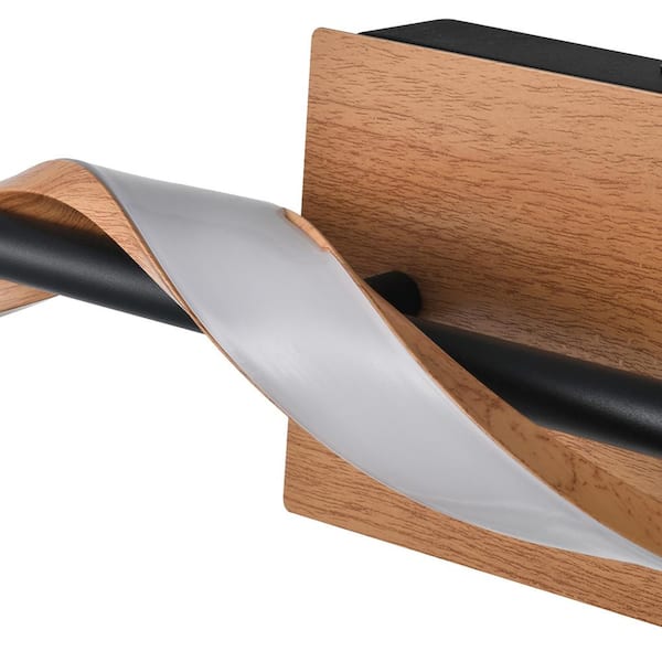 Washington 1-Light Black/Wood LED Wall Sconce