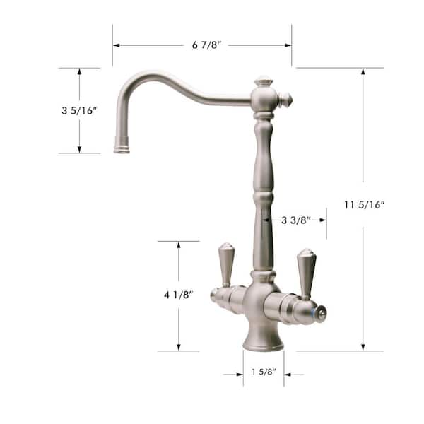 Rialto 2-Handle Instant Hot and Cold Reverse Osmosis Drinking Water Dispenser Faucet in Brushed Nickel