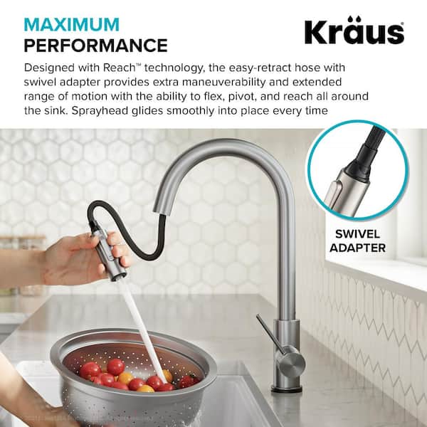 Oletto Single Handle Touch Pull Down Sprayer Kitchen Faucet in Spot Free Stainless Steel