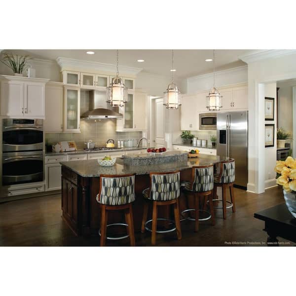 Bay Court Collection 1-Light Brushed Nickel Foyer Pendant with Etched Opal Glass