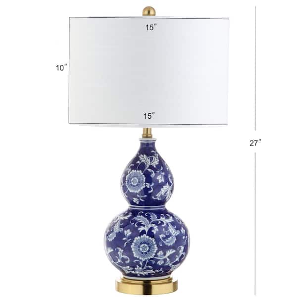 Lee 27 in. H Blue/White Ceramic Chinoiserie Table Lamp
