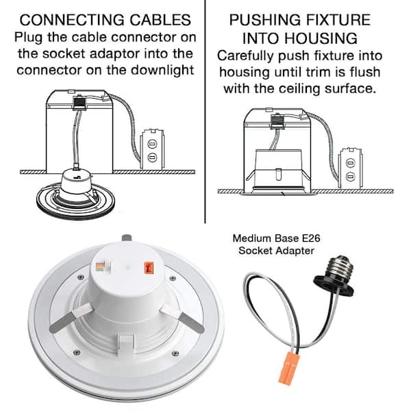 6 in. Adjustable CCT Integrated LED Recessed Light Trim w/ Night Light 670 Lumens Retrofit Kitchen Lighting Dimmable