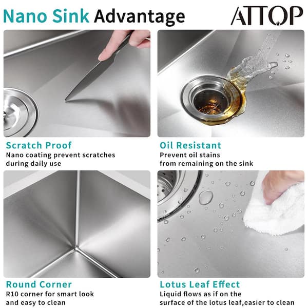 Brushed 20-Gauge Stainless Steel 30 in. Single Bowl Undermount Scratch-Resistant Nano Kitchen Sink with Strainer