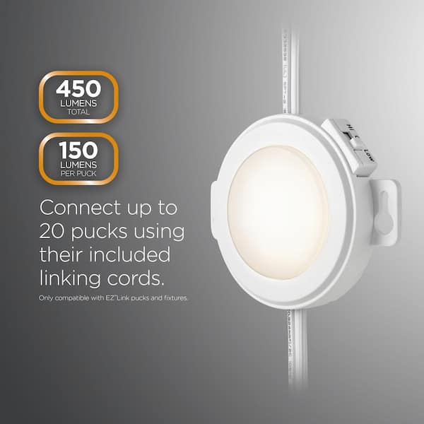 EZ Link Linkable Plug-in LED White Puck Light with High/Low Switch (3-Pack)