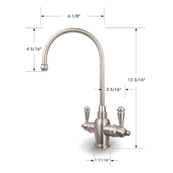 Arlington 2-Handle Instant Hot and Cold Reverse Osmosis Drinking Water Dispenser Faucet in Brushed Nickel
