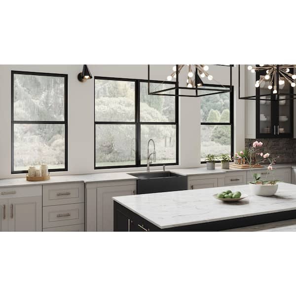 Nepera Black 16 Gauge Stainless Steel 30 in. Single Bowl Farmhouse Apron Kitchen Sink with Bottom Grid and Drain