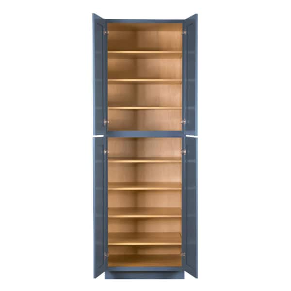 Lancaster Blue Plywood Shaker Stock Assembled Tall Pantry Kitchen Cabinet 30 in. W x 90 in. D H x 27 in. D