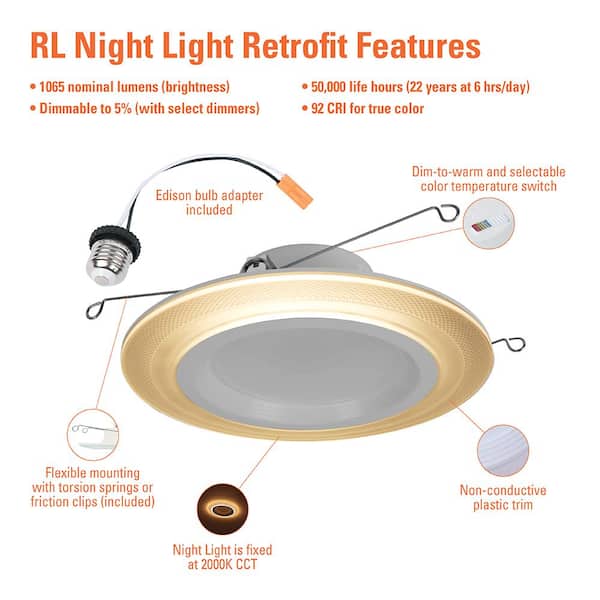 5/6 in. 10.9-Watt RL Night Light Recessed LED Retrofit Module, 1000-Lumens, Selectable CCT, D2W