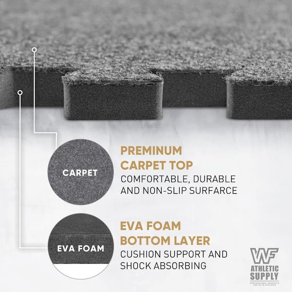 Gray Commercial/Residential 24 in. x 24 in. x 12 mm Interlocking Foam Carpet Texture Mats 24 sq. ft. (6 Tiles/Case)