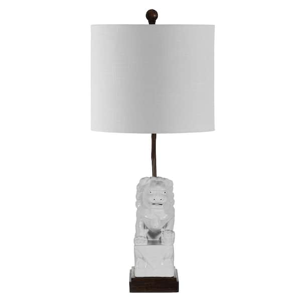 Guardian Lion 27.5 in. White Ceramic Classic Modern LED Table Lamp
