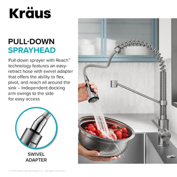 Loften Stainless Steel 25in. Single Bowl Drop-in/Undermount Kitchen Sink with Pull Down Faucet in Spot Free Stainless