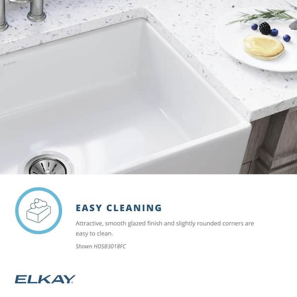 Burnham White Fireclay 30 in. Single Bowl Farmhouse Apron Kitchen Sink