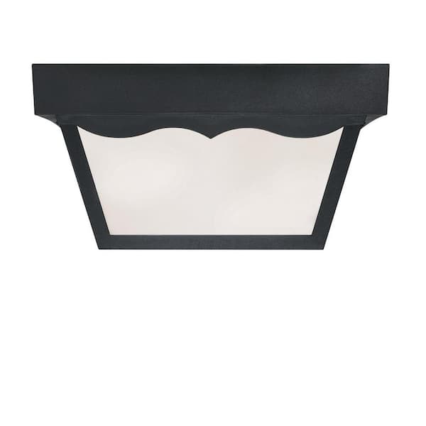 2-Light Black Polypropylene Outdoor Flush Mount