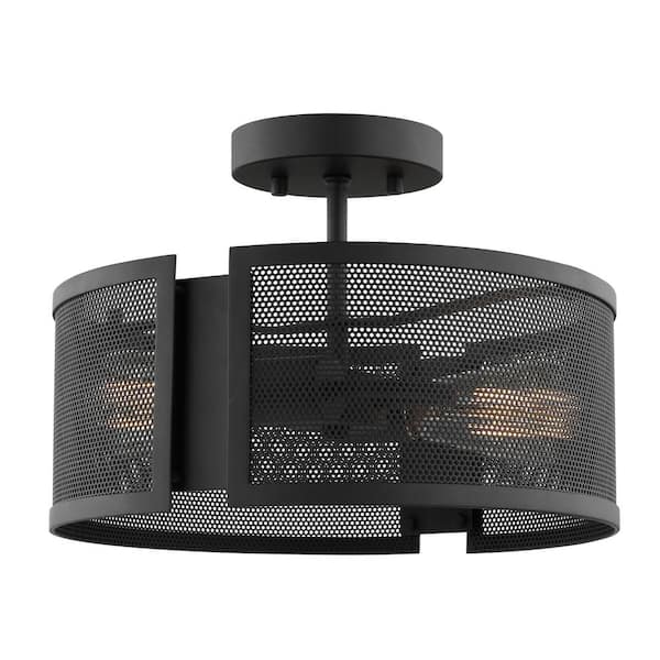 Axel 13 in. 2-Light Black Semi-Flush Mount