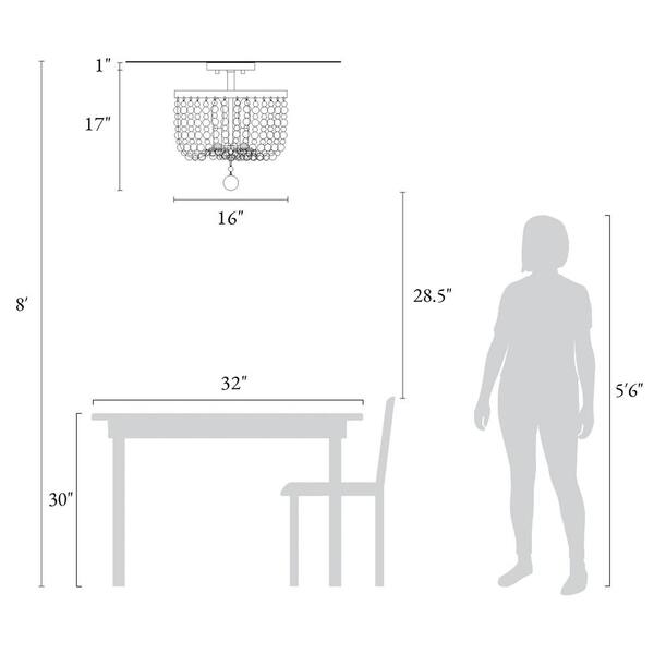 Boho 16 in. 3-Light Antique Black Rustic Empire Semi Flush Mount Kitchen Ceiling Light with Wood and Crystal Beads
