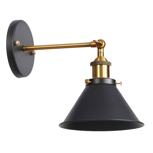 1-Light Black Sconce Hardwired Wall Lighting Fixture with Swing Arm