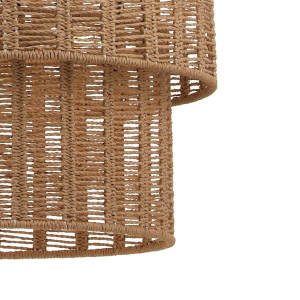 Hailee 3-Light Basket Hanging Pendant Black Natural Weave Shade