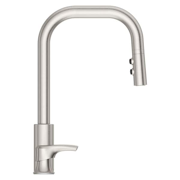 Zanna Pull Down Sprayer Kitchen Faucet with Deckplate and Soap Dispenser in Spot Defense Stainless Steel