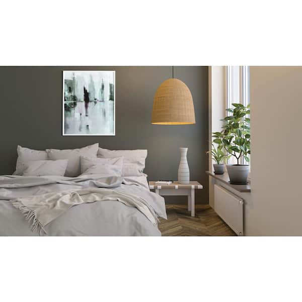 Highler 1-Light Matte Black Pendant with Natural Rattan Shade