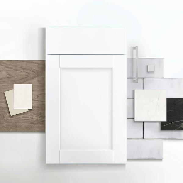 Shaker 36 in. W x 24 in. D x 34.5 in. H Assembled Sink Base Kitchen Cabinet in Satin White