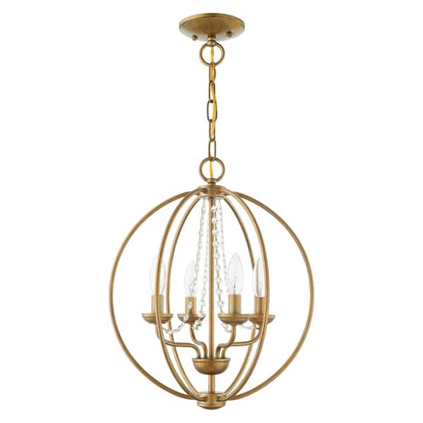 Arabella 4 Light Antique Gold Leaf Convertible Mini Chandelier/Ceiling Mount