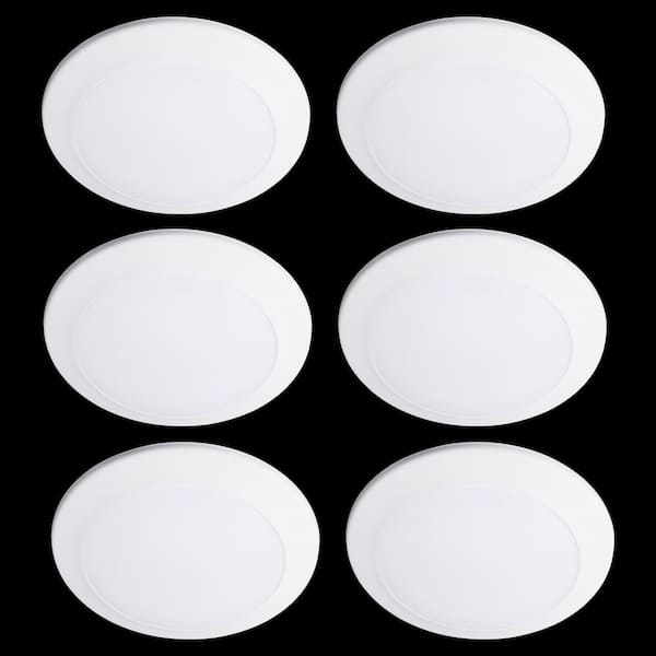 7.5 in. Dimmable 15-Watt 3000K Warm White Integrated LED Flush Mount Ceiling Light Disk Light Trim Kit(6-Pack)