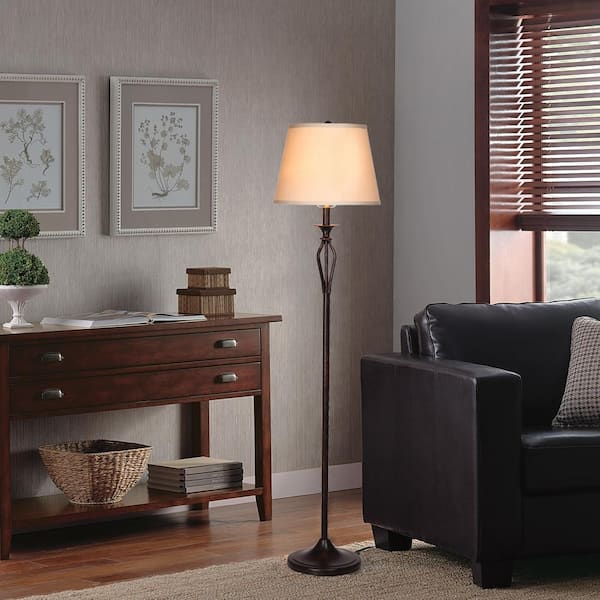 Rhodes 58.50 in. Bronze Floor Lamp with Natural Linen Shade