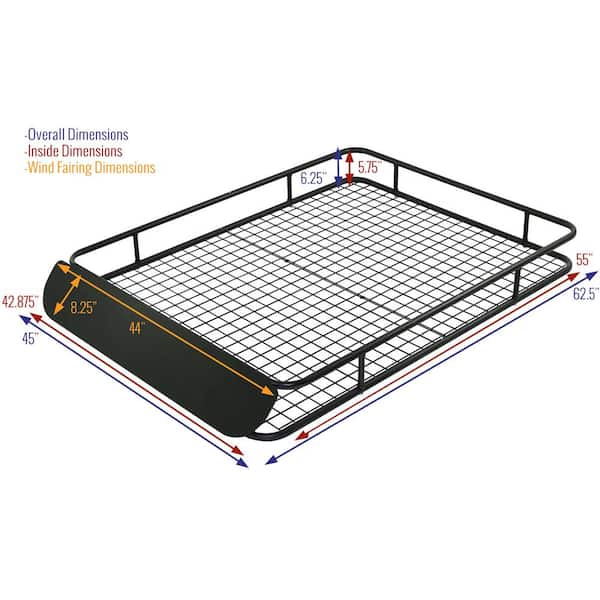 150 lbs. Extra-Large Steel Roof Cargo Basket with Wind Fairing