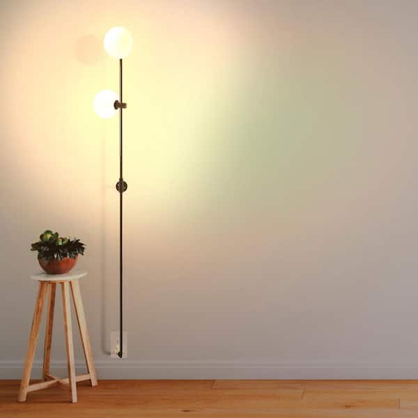 Equinox 62 in Black LED 2-Light Wall Sconce Lamp with Glass Globe Shades