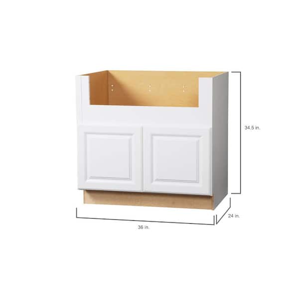 Hampton 36 in. W x 24 in. D x 34.5 in. H Assembled Apron-Front Sink Base Kitchen Cabinet in Satin White