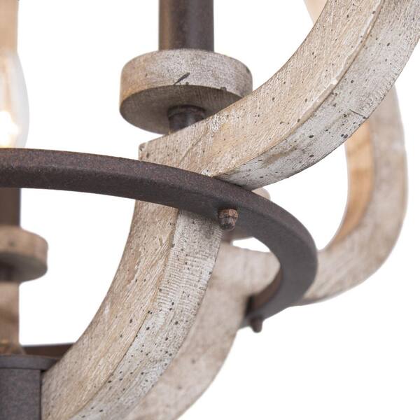 Modern Farmhouse Candlestick Wood Chandelier, 5-Light Lantern Dining Room Chandelier Hanging Pendant Light