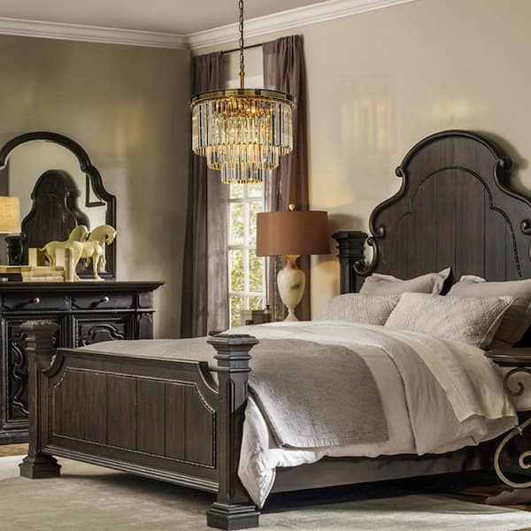 6-Light Modern Antique Gold 3-Tier Round Crystal Fringe Chandelier