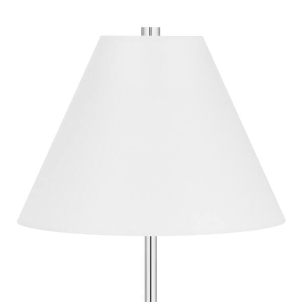 Pelham 25 in. Chrome Table Lamp with White Fabric Shade