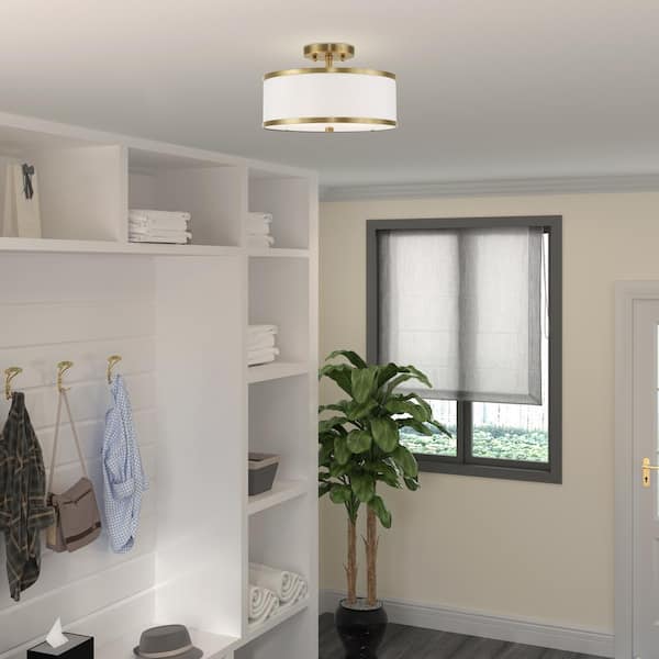 Cameron 2 Light Antique Brass Semi Flush Mount