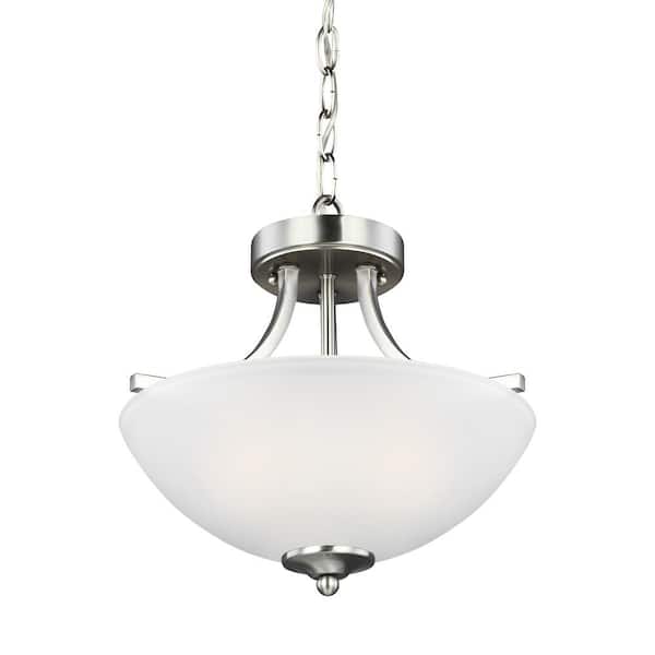 Geary 2-Light Brushed Nickel Semi-Flush Mount Convertible Pendant