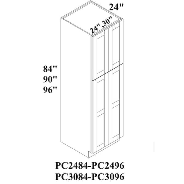 Bremen 30 in. W x 24 in. D x 90 in. H Gray Plywood Assembled Pantry Kitchen Cabinet with Soft Close