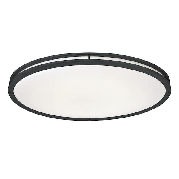 32 in. Oval Matte Black Integrated 3000K CCT LED Ceiling Light Flush Mount