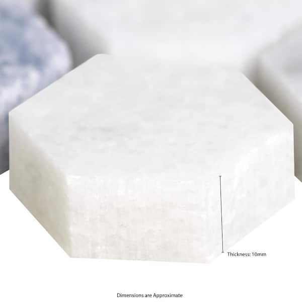 Azula Hexagon 12 in. x 12 in. x 10mm Polished Marble Mesh-Mounted Mosaic Tile (9.6 sq. ft. / Case)