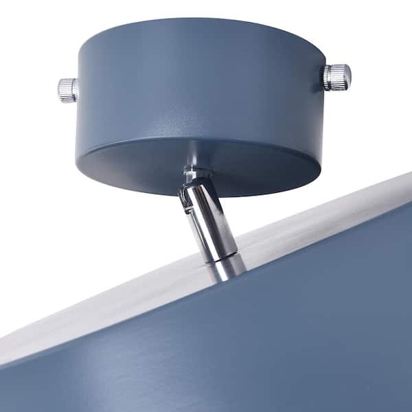 11.81 in. 1-Light Blue LED Semi-Flush Mount with Drum Shade Scandinavian Ceiling Light