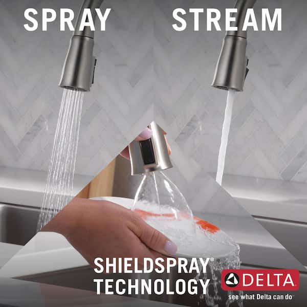 Ophelia Single Handle Touch-On Pull Down Sprayer Kitchen Faucet with Touch2O Technology in Stainless Steel