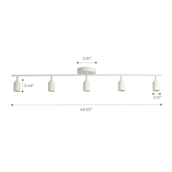 4 ft. 5-Bulb 2450 Lumens Sand White Integrated LED Track Light Kit, Fixed Rail with Rotating Heads, 3000K