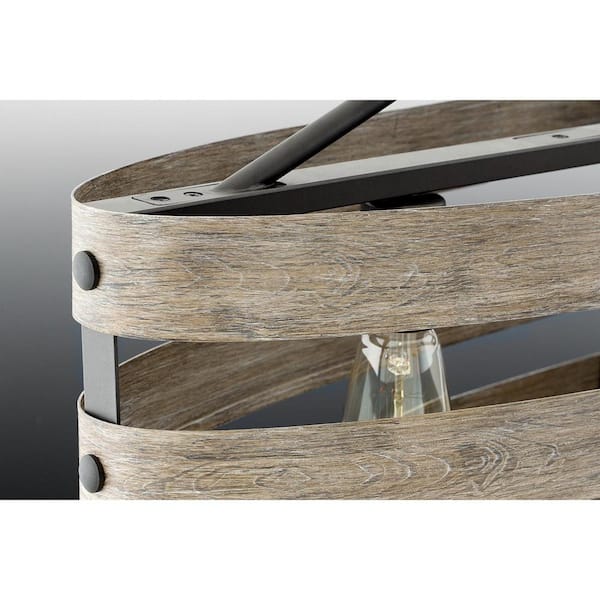 Gulliver Collection 38-1/2 in. Coastal 4-Light Graphite Coastal Linear Chandelier Light with Weathered Driftwood Frame