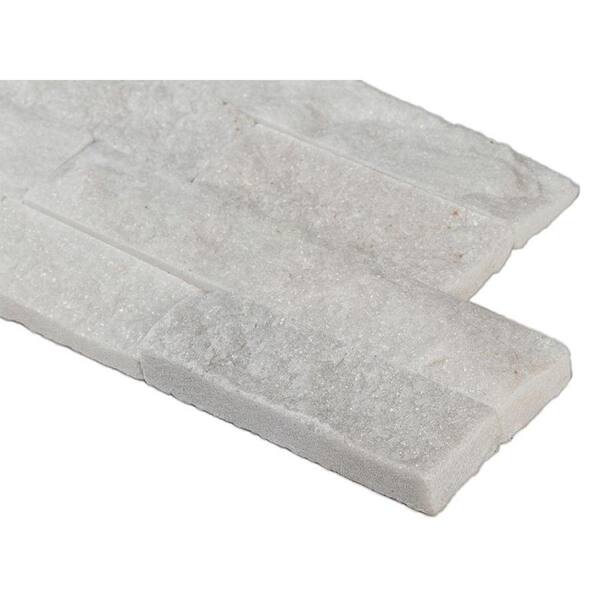 Arctic White Ledger Panel 5.90 in. x 23.62 in. Textured Marble Stone Look Wall Tile (210 sq. ft./Pallet)