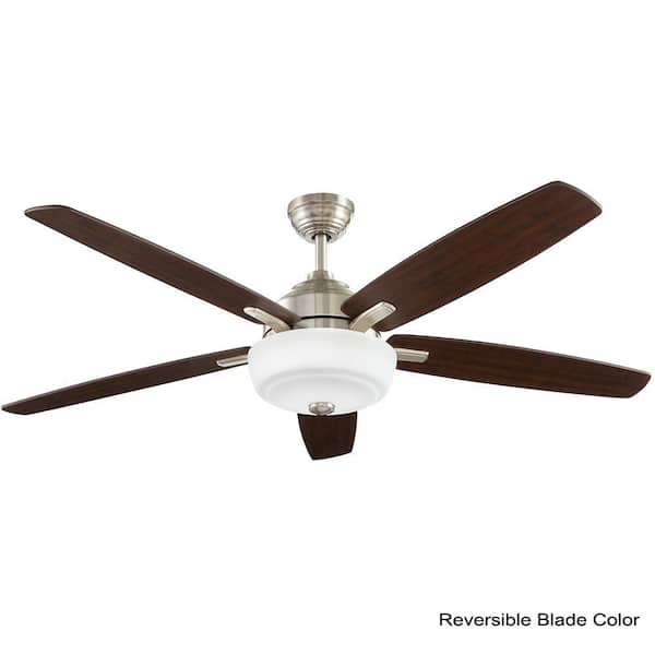 Sudler Ridge 60 in. LED Indoor Brushed Nickel Ceiling Fan with Light Kit and Remote Control